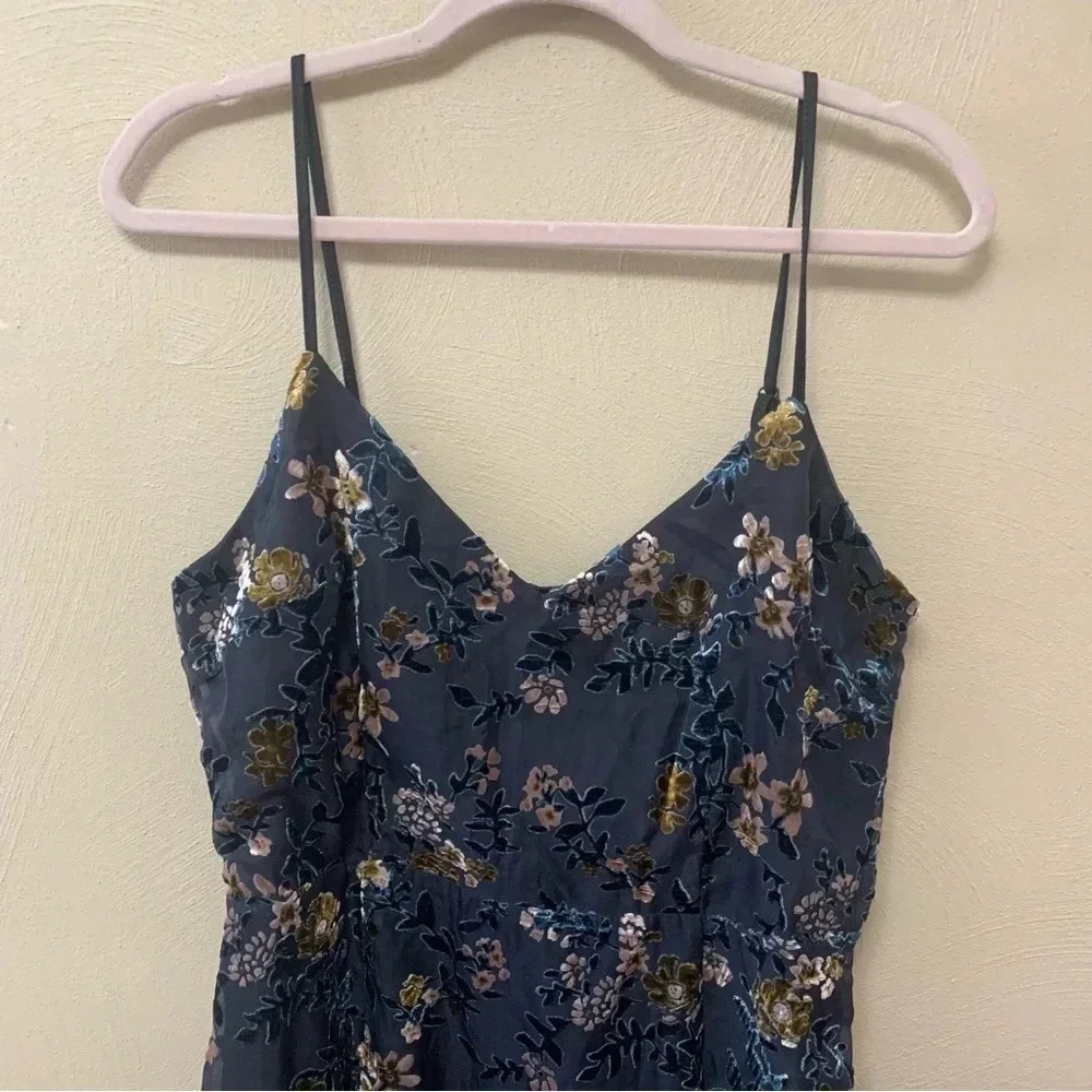 Lulus Evenings with You Dark Teal Floral Velvet Asymmetrical Dress - Picture 7 of 16